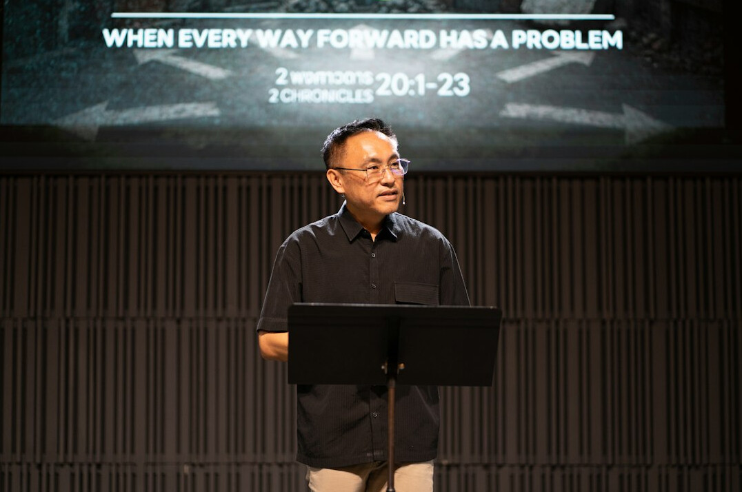 business leader at podium