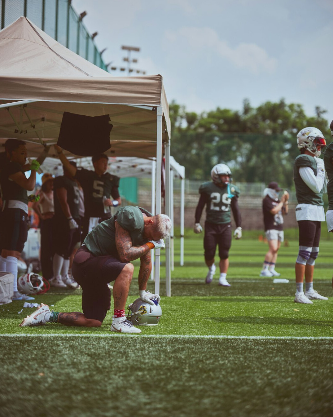 football players training session