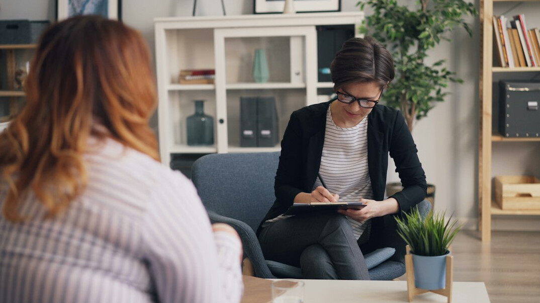 woman speaking in interview