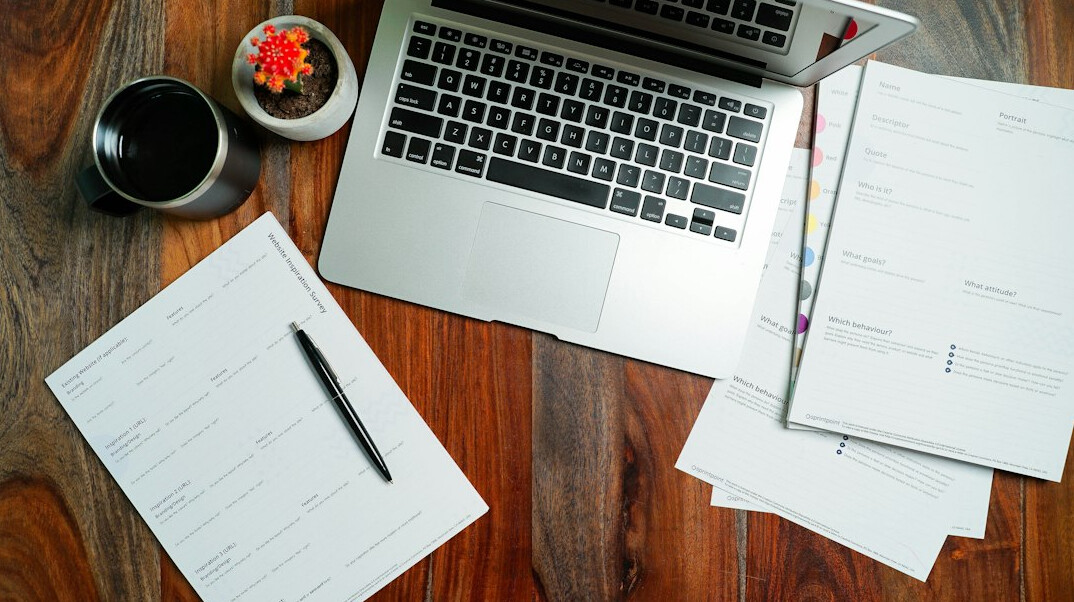 documents and papers on desk